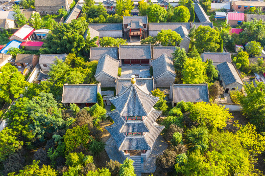 航拍邳州土山古镇关帝庙