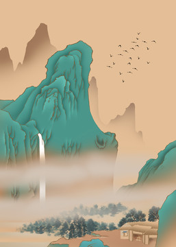 青綠山水仿古山水