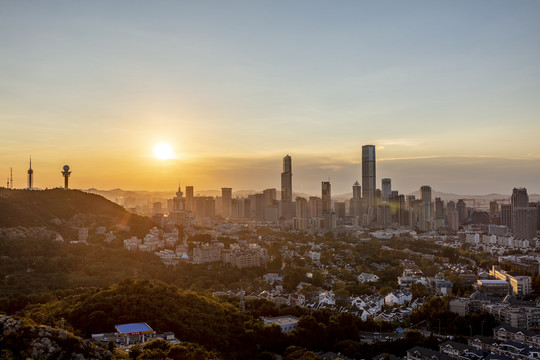 夕阳西下的大连风光