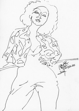 白描線描美女