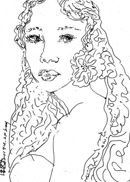 白描線描美女