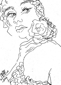 白描線描美女