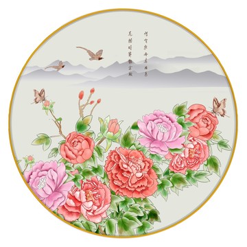 圓形小品牡丹花