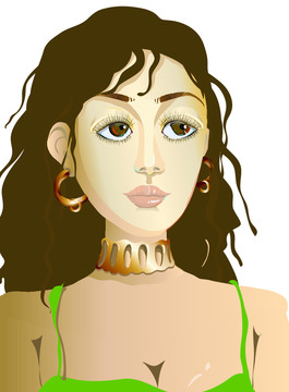 手繪美女人物插畫