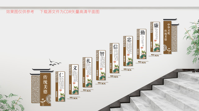 樓梯傳統(tǒng)美德文化墻