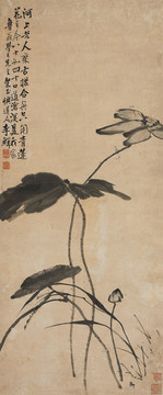 李鱓青蓮花