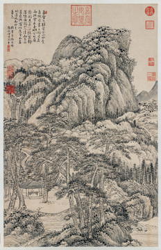 張庚仿王蒙山水圖