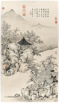 張若澄笠亭嵐靄圖