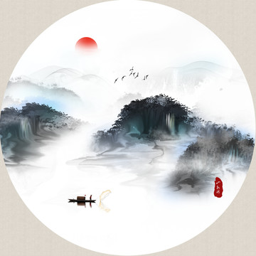 圓形水墨畫(huà)