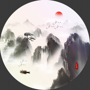 中式山水裝飾畫
