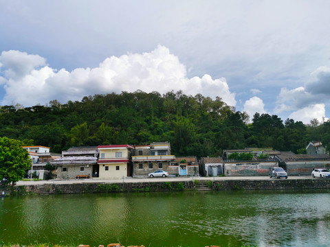 江门乡村景色鱼塘