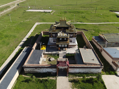 航拍祁连阿柔大寺