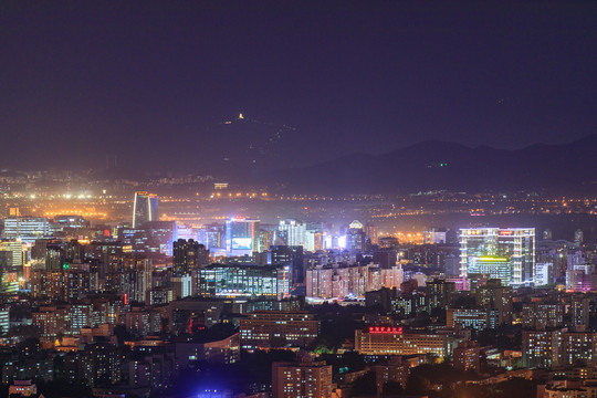 俯瞰北京城市建筑群夜景