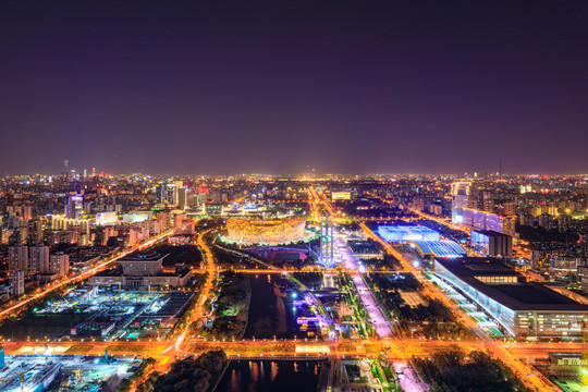 鸟瞰奥林匹克森林公园夜景