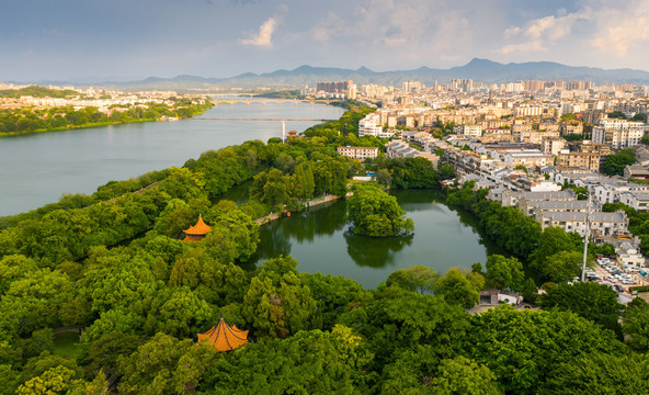 航拍赣州城区风景