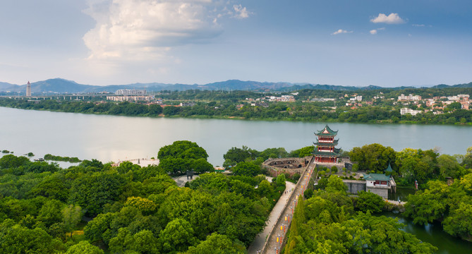 航拍赣州城区风景