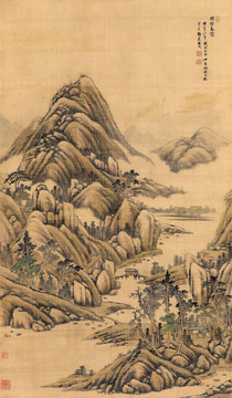 唐岱晴巒春靄圖