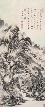 王鑒仿黃公望秋林山色圖