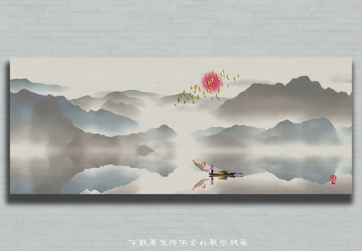 新中式水墨意境山水背景