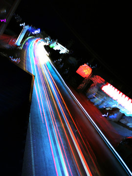 道路交通夜景光束