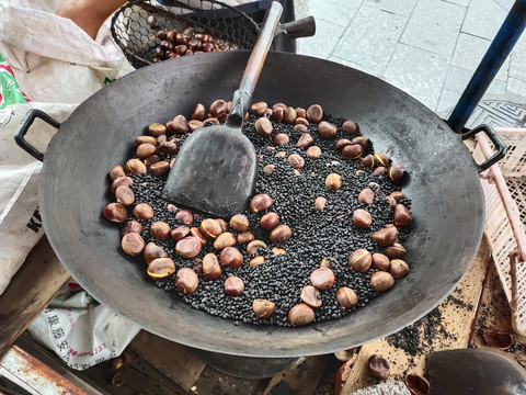 炒板栗特写