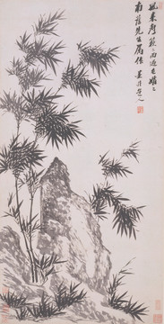 吳歷竹石圖