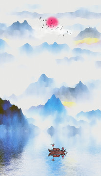 新中式山水裝飾畫(huà)