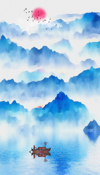 鴻運(yùn)當(dāng)頭山水畫