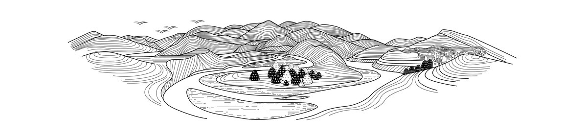 線描山水