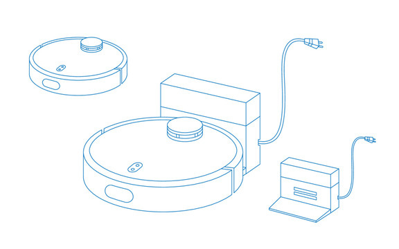 扫地机器人矢量线稿