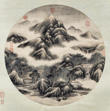 王炳山村煙雨圖
