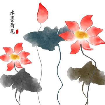 手繪荷花