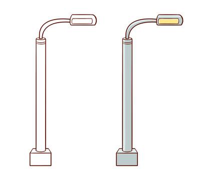 原创手绘卡通城市道路路灯插画