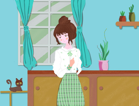 清新唯美溫馨休閑假期暑期女孩居