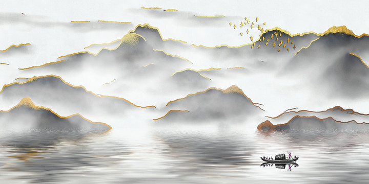 中国风水墨山水风景画