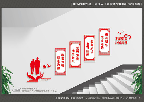 養(yǎng)老敬老樓梯文化墻