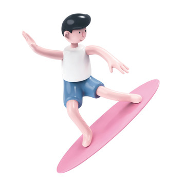 沖浪男孩卡通三維素材