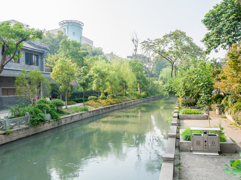 夏天清晨的河边