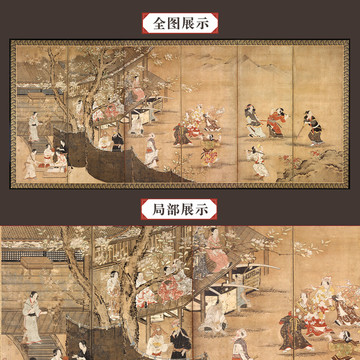 葛飾北齋花下游樂(lè)圖屏風(fēng)