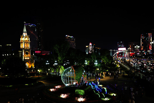 宁波中秋城市夜景