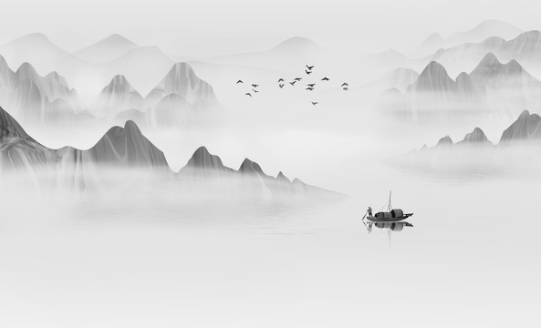 中國風(fēng)意境抽象水墨山水畫