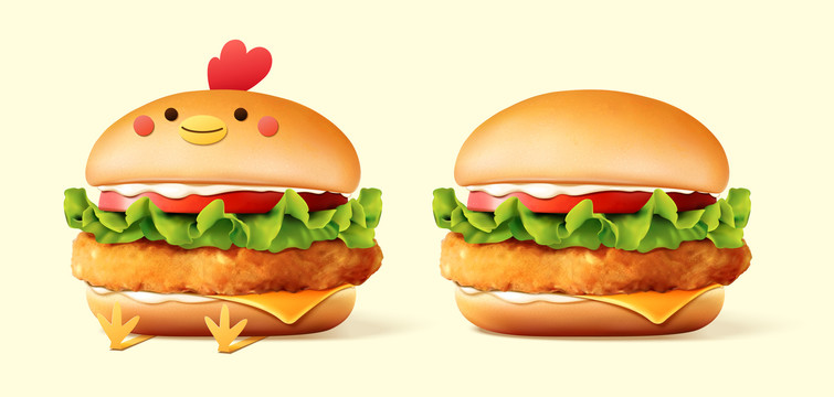 鸡肉汉堡创意设计元素