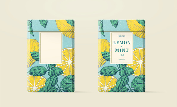 柠檬薄荷茶包装盒三维图