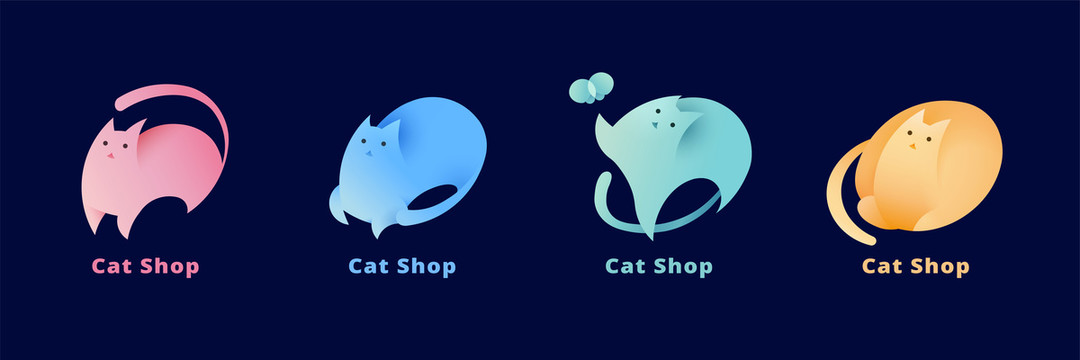宠物店猫元素设计logo