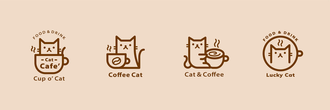 猫咪咖啡店创意设计logo