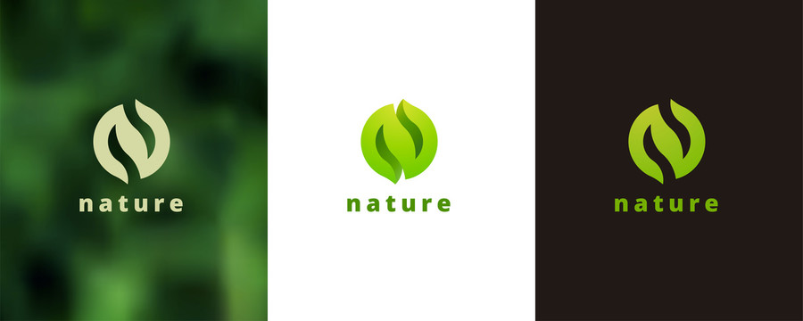 圆形对称曲线自然天然商标设计