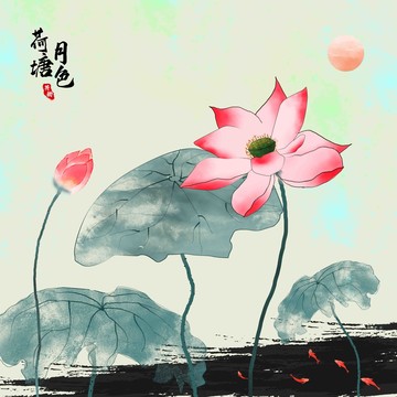 荷花裝飾畫