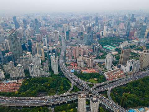 航拍上海城市全景098