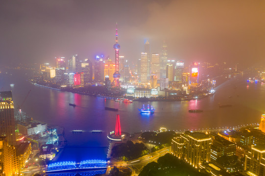 航拍上海城市夜景112