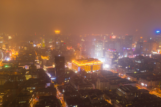 航拍上海城市夜景113